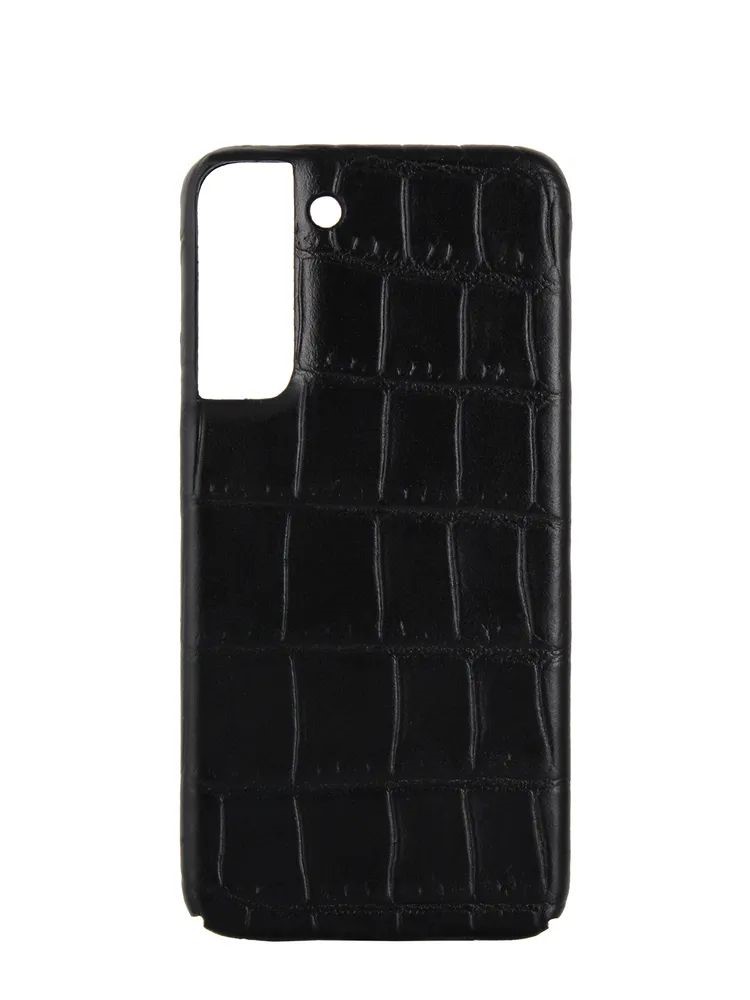 

Чехол для Samsung S22+ из кожи с текстурой крокодила, Черный, Чехол для Samsung S22+