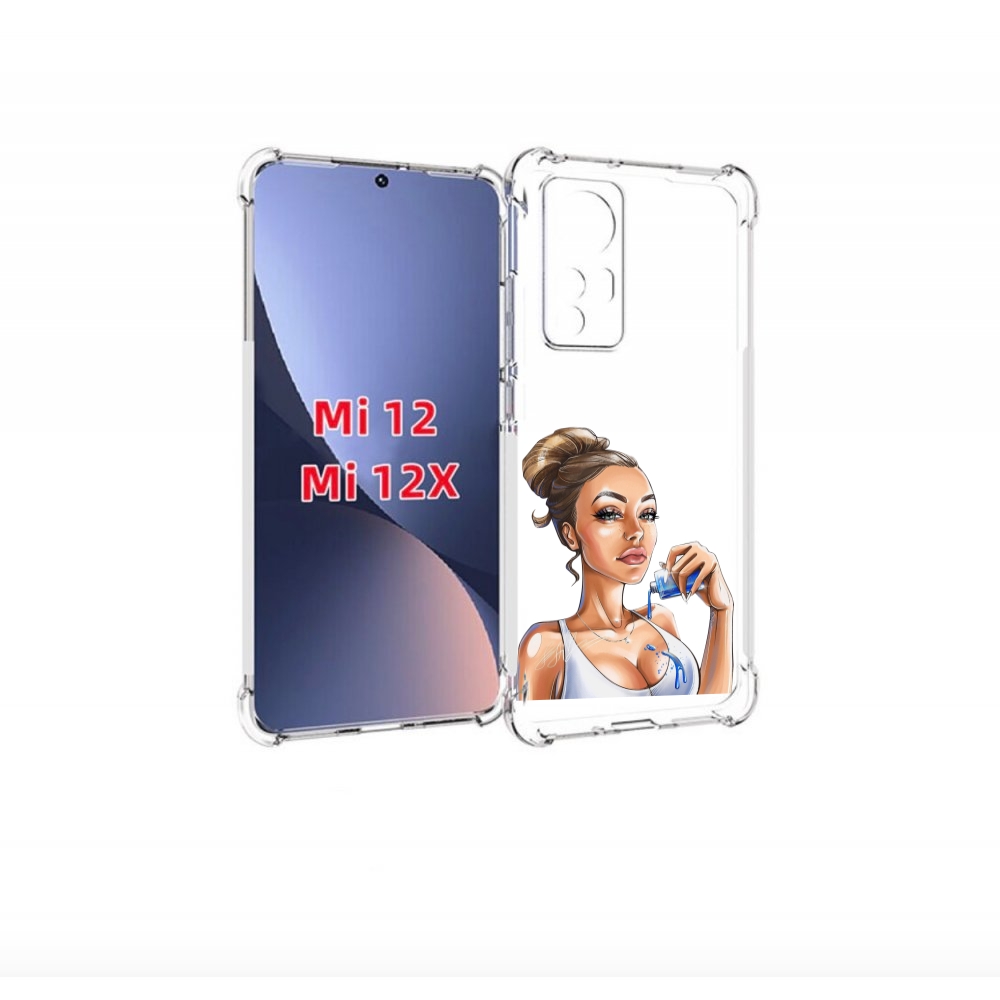 

Чехол бампер MyPads девушка-пролила-краску женский для Xiaomi 12, Прозрачный, Tocco