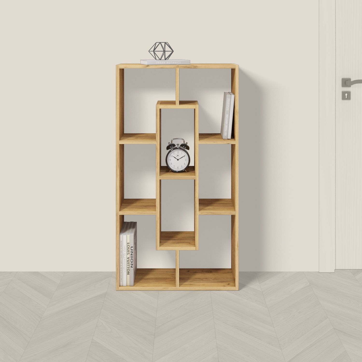 Стеллаж Velardy Hope Mini 9 ячеек, 60х22х110см, Дуб золотой Craft