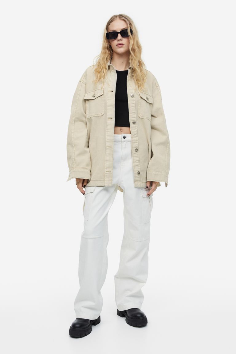 Джинсовая куртка женская H&M 1121725003 бежевая 2XS (доставка из-за рубежа)
