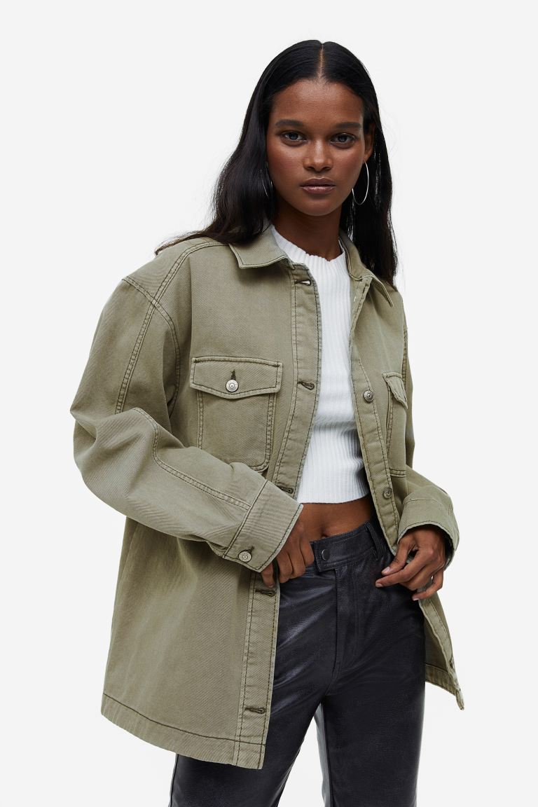 Джинсовая куртка женская H&M 1121725002 хаки 2XS (доставка из-за рубежа)