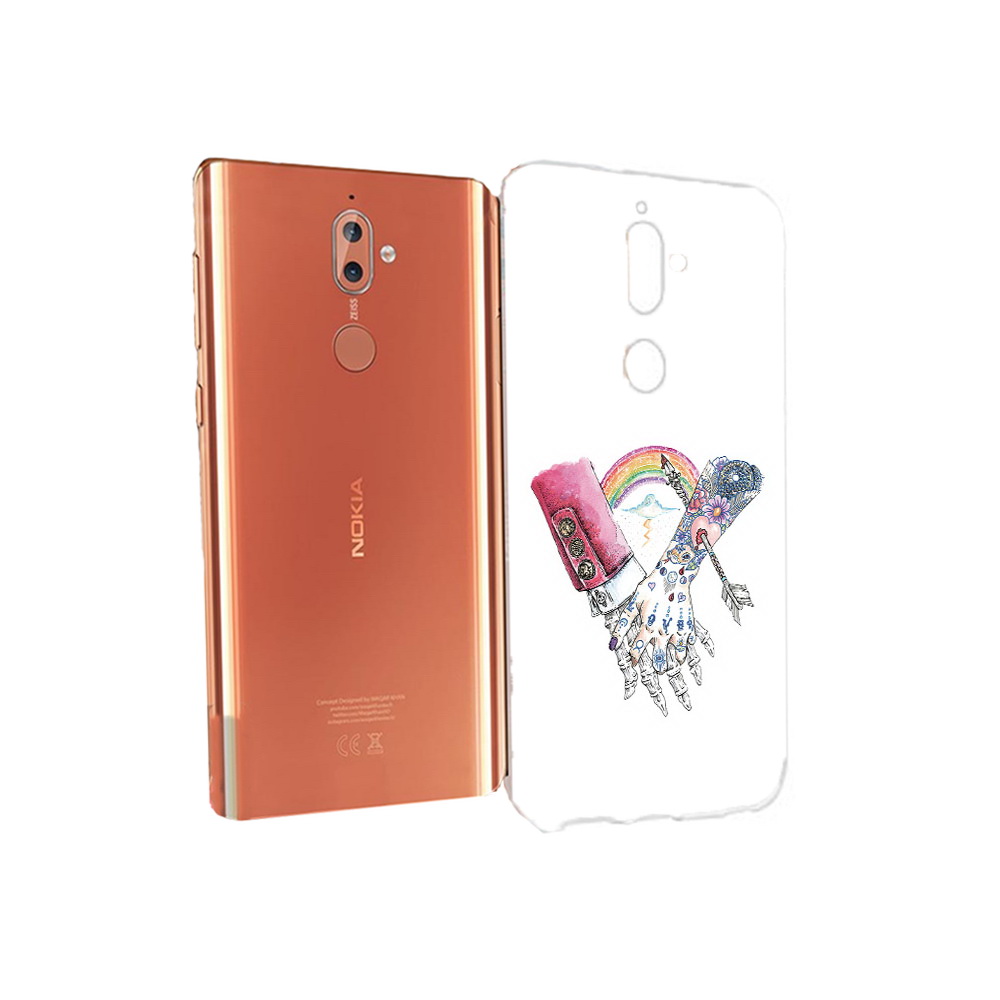 

Чехол MyPads Tocco для Nokia 9 абстракция руки в татуировках (PT126479.94.212), Прозрачный, Tocco