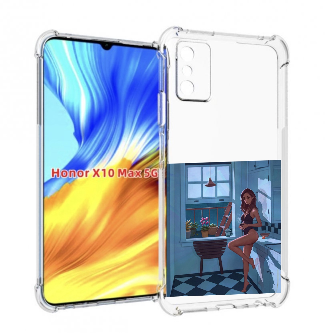 

Чехол MyPads девушка-на-кухне для Honor X10 Max, Прозрачный, Tocco