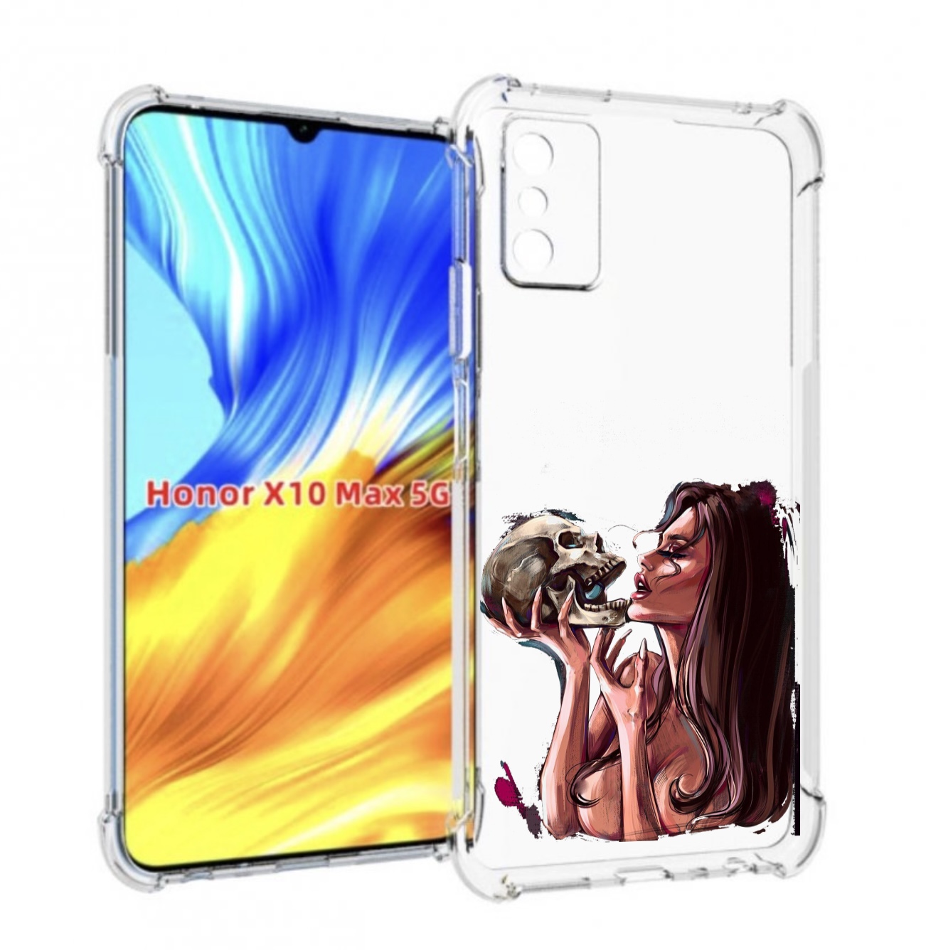 

Чехол MyPads девушка-модель-с-черепом для Honor X10 Max, Прозрачный, Tocco