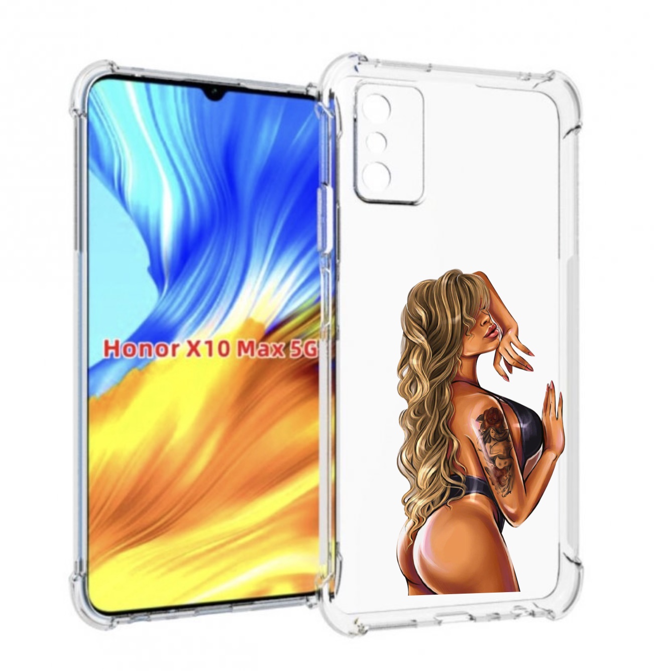 

Чехол MyPads девушка-в-черном-кожаном-купальнике женский для Honor X10 Max, Прозрачный, Tocco