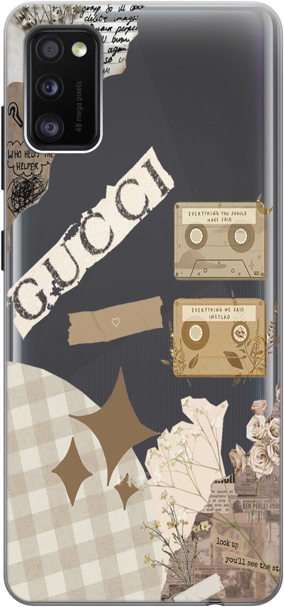 

Чехол на Samsung Galaxy A41 с принтом "GUCCI Stickers" прозрачный, Прозрачный;бежевый, 5378