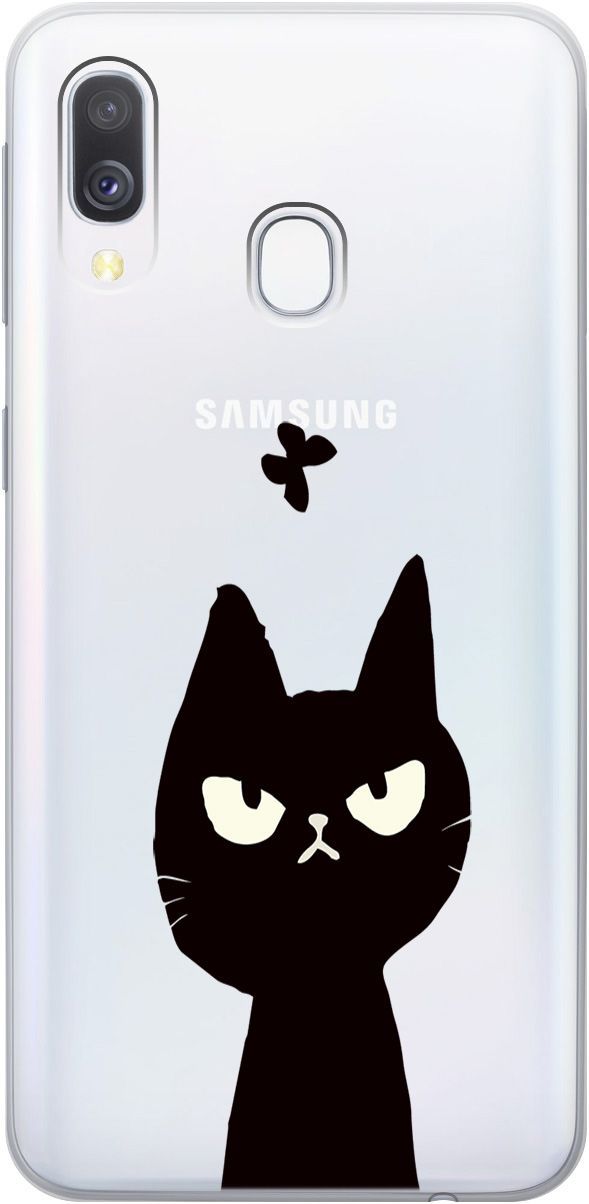 

Чехол на Samsung Galaxy A40 с принтом "Disgruntled Cat" прозрачный, 5375