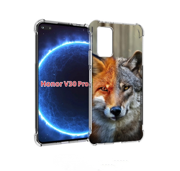 

Чехол бампер MyPads волк-лиса для Honor V30 Pro, Прозрачный, Tocco