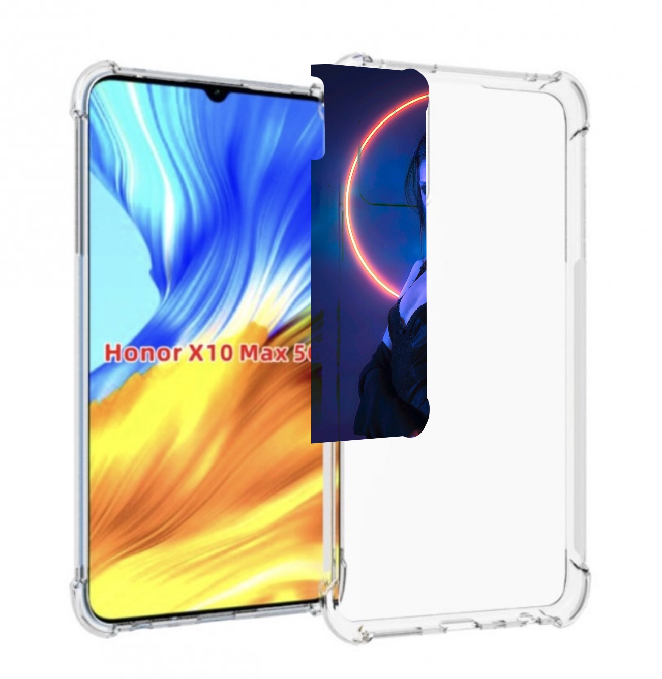 

Чехол MyPads девушка с неоновым кругом женский для Honor X10 Max, Прозрачный, Tocco