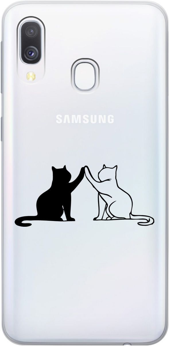 

Силиконовый чехол на Samsung Galaxy A40 с 3D принтом "Cats" прозрачный, Прозрачный;черный, 5375