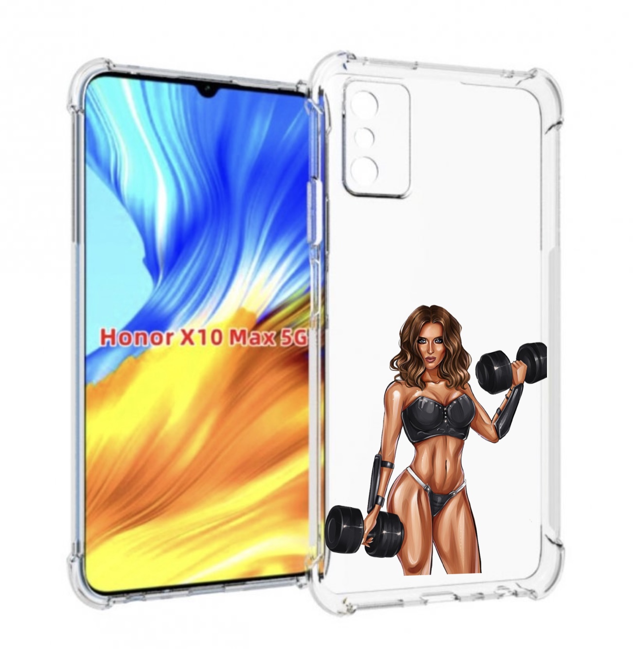 

Чехол MyPads девушка с гантелями спорт женский для Honor X10 Max, Прозрачный, Tocco
