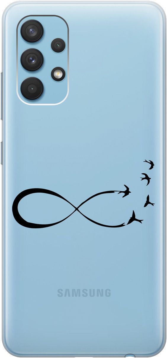 

Силиконовый чехол на Samsung Galaxy A32 с 3D принтом "Infinity" прозрачный, Прозрачный;черный, 5372