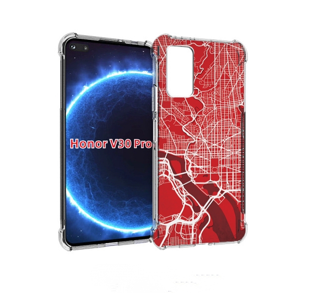 

Чехол бампер MyPads векторная-карта для Honor V30 Pro, Прозрачный, Tocco