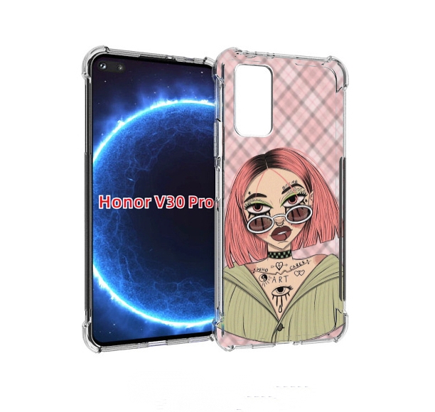 

Чехол бампер MyPads бунтарка-девочка для Honor V30 Pro, Прозрачный, Tocco