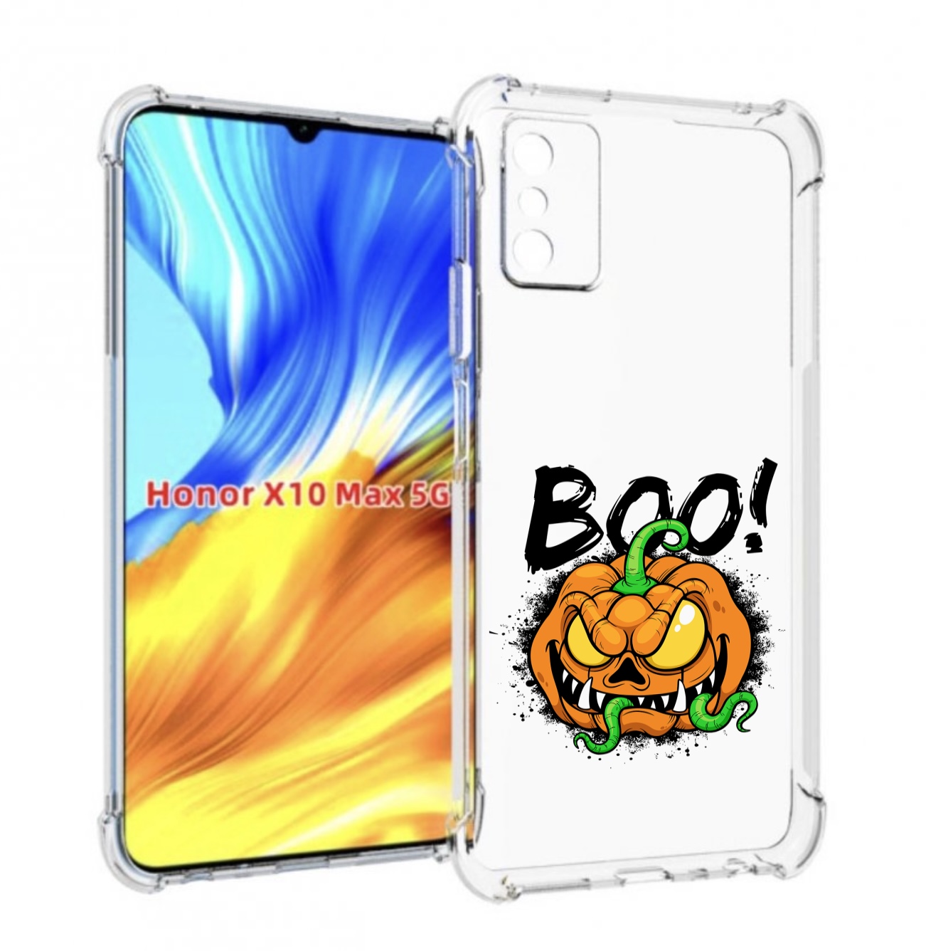 

Чехол MyPads Хэллоуин бу для Honor X10 Max, Прозрачный, Tocco