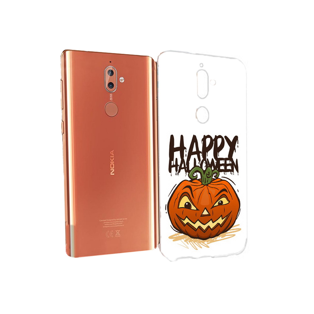 

Чехол MyPads Tocco для Nokia 9 Хэллоуин счастливый (PT126479.94.195), Прозрачный, Tocco