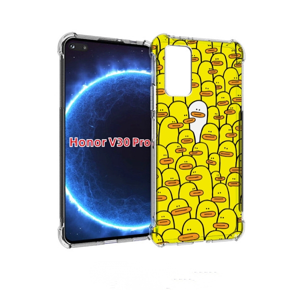 Чехол бампер MyPads белый среди желтых для Honor V30 Pro