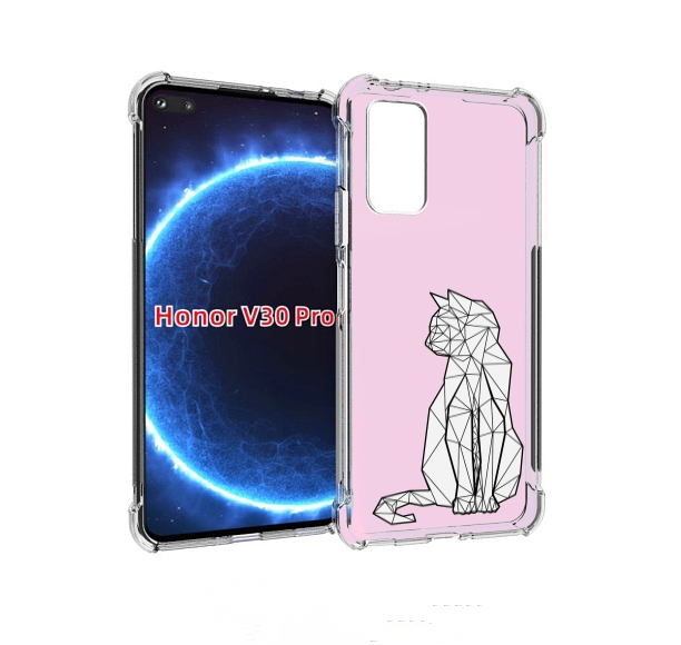 

Чехол бампер MyPads белый котик с гранями для Honor V30 P, Прозрачный, Tocco