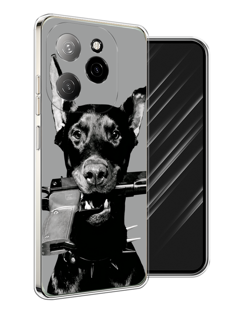 

Чехол Awog на Tecno Spark 20 Pro 5G "Доберман", Серый, 305750-1