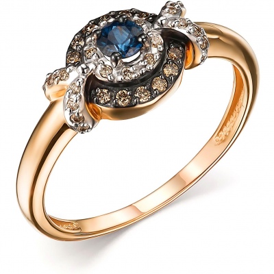 

Кольцо с сапфиром и бриллиантами из красного золота р. 17,5 Алкор 14766-102, 14766-102