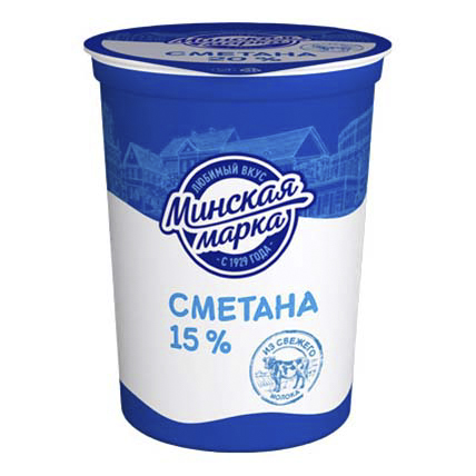 Сметана Минская марка 15% БЗМЖ 380 г