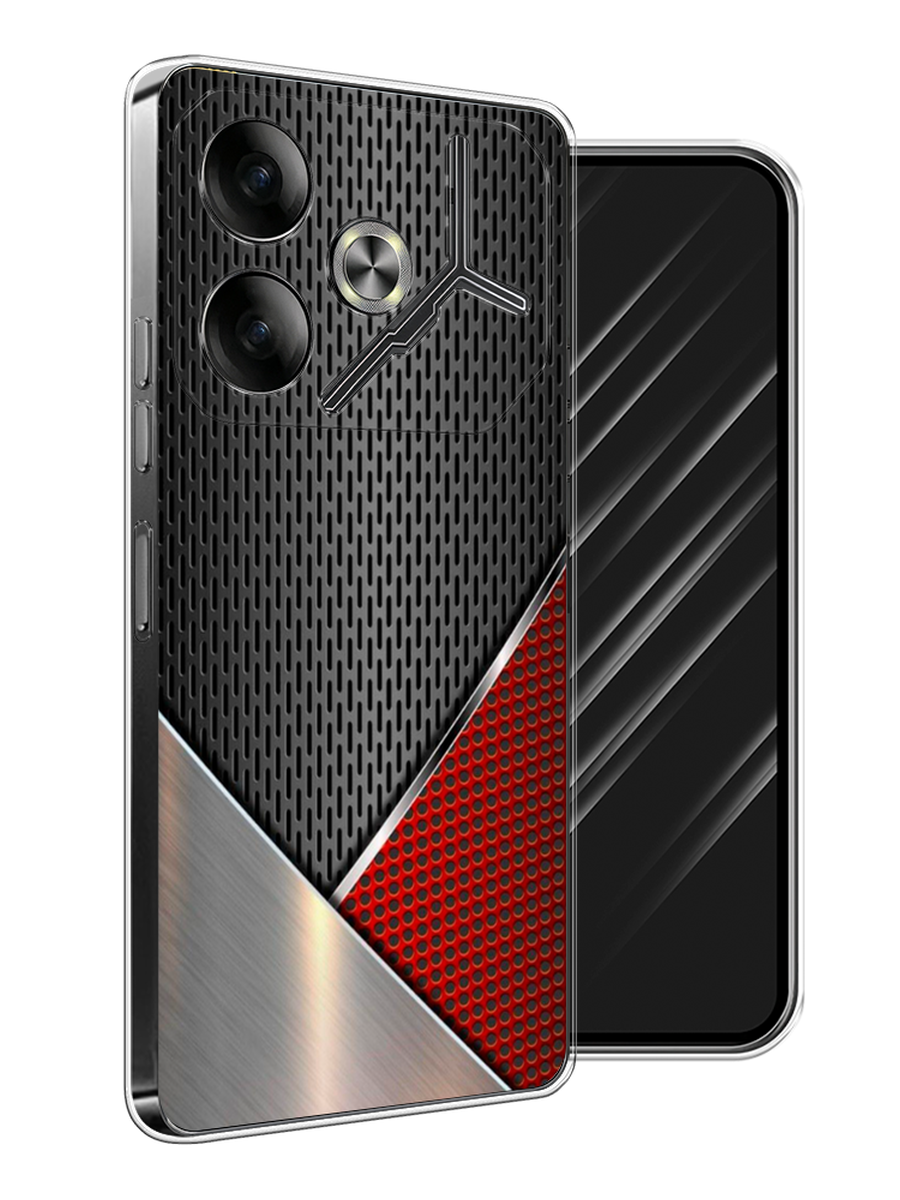 

Чехол Awog на Tecno Pova 6 "Стальной металл", Черный;красный;серебристый, 305350-1