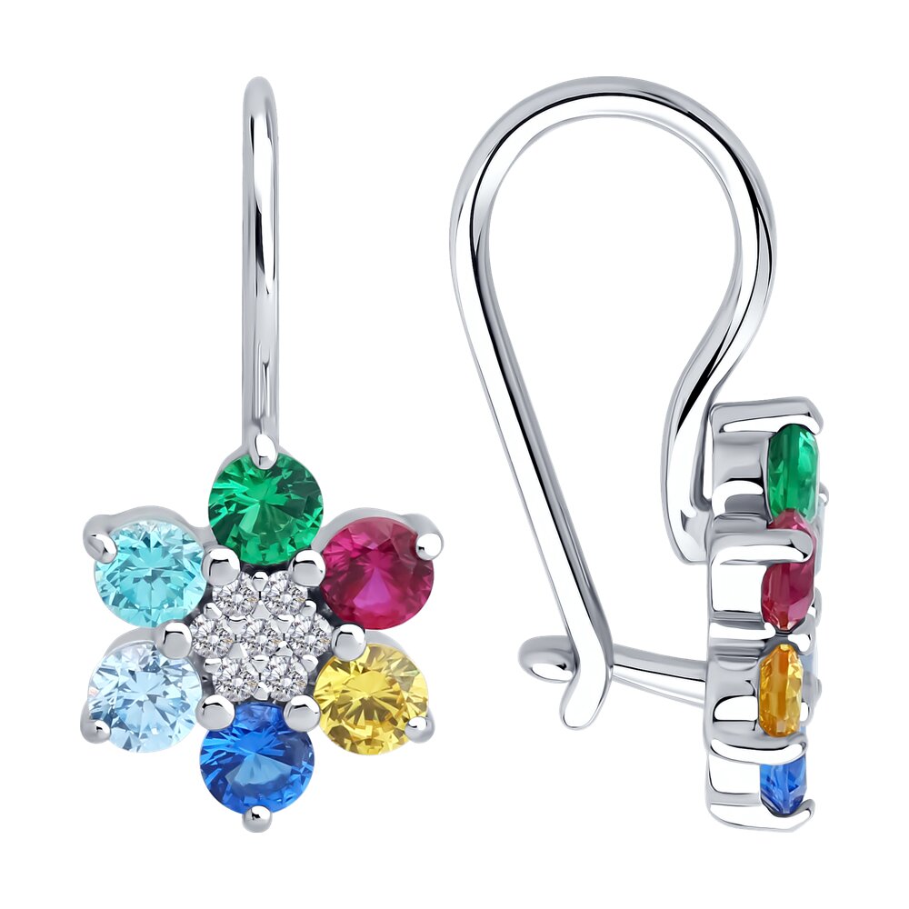 

Серьги из серебра Diamant 94-120-02274-1, корунд искусственный/фианит, 94-120-02274-1