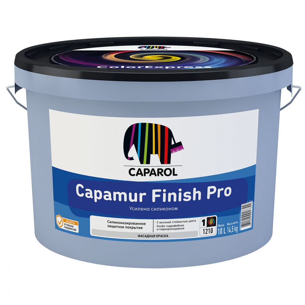 КРАСКА ФАСАДНАЯ CAPAMUR FINISH PRO БАЗА 1 (БЕЛАЯ) 10 Л (1) CAPAROL