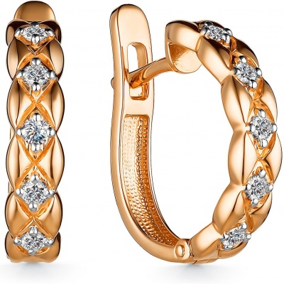 

Серьги с 10 бриллиантами из красного золота Алкор 24454-100, 24454-100