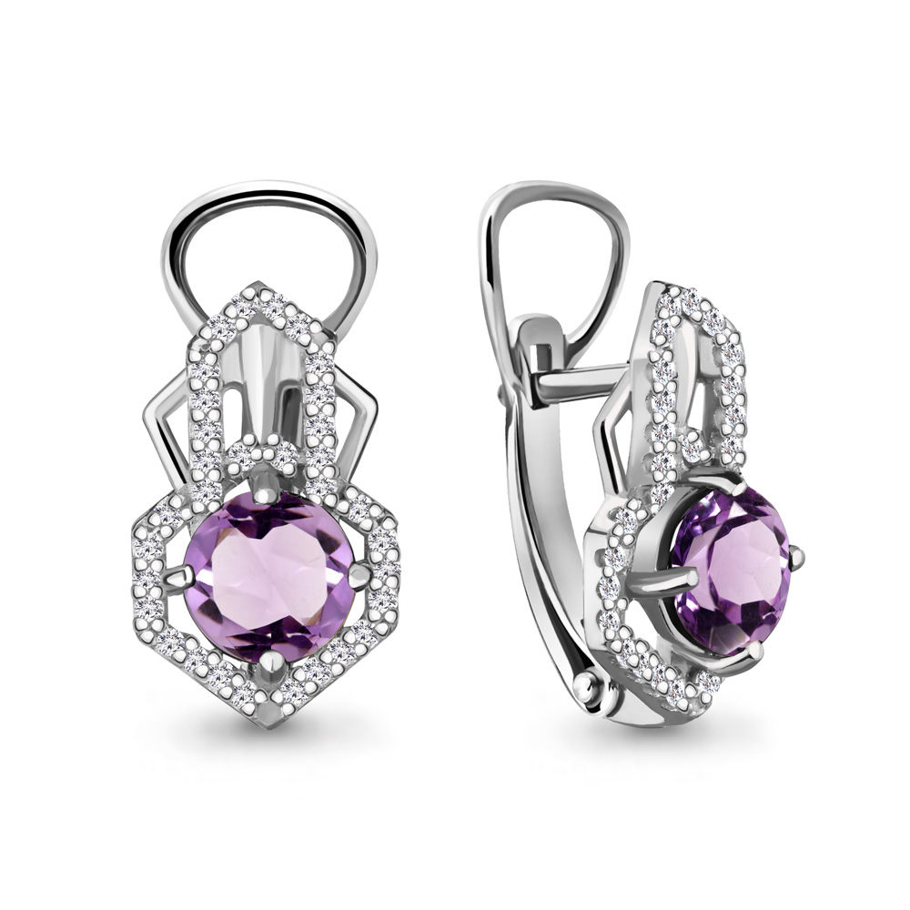 

Серьги из серебра с аметистом Aquamarine 4456804А_925_р, 4456804А_925_р