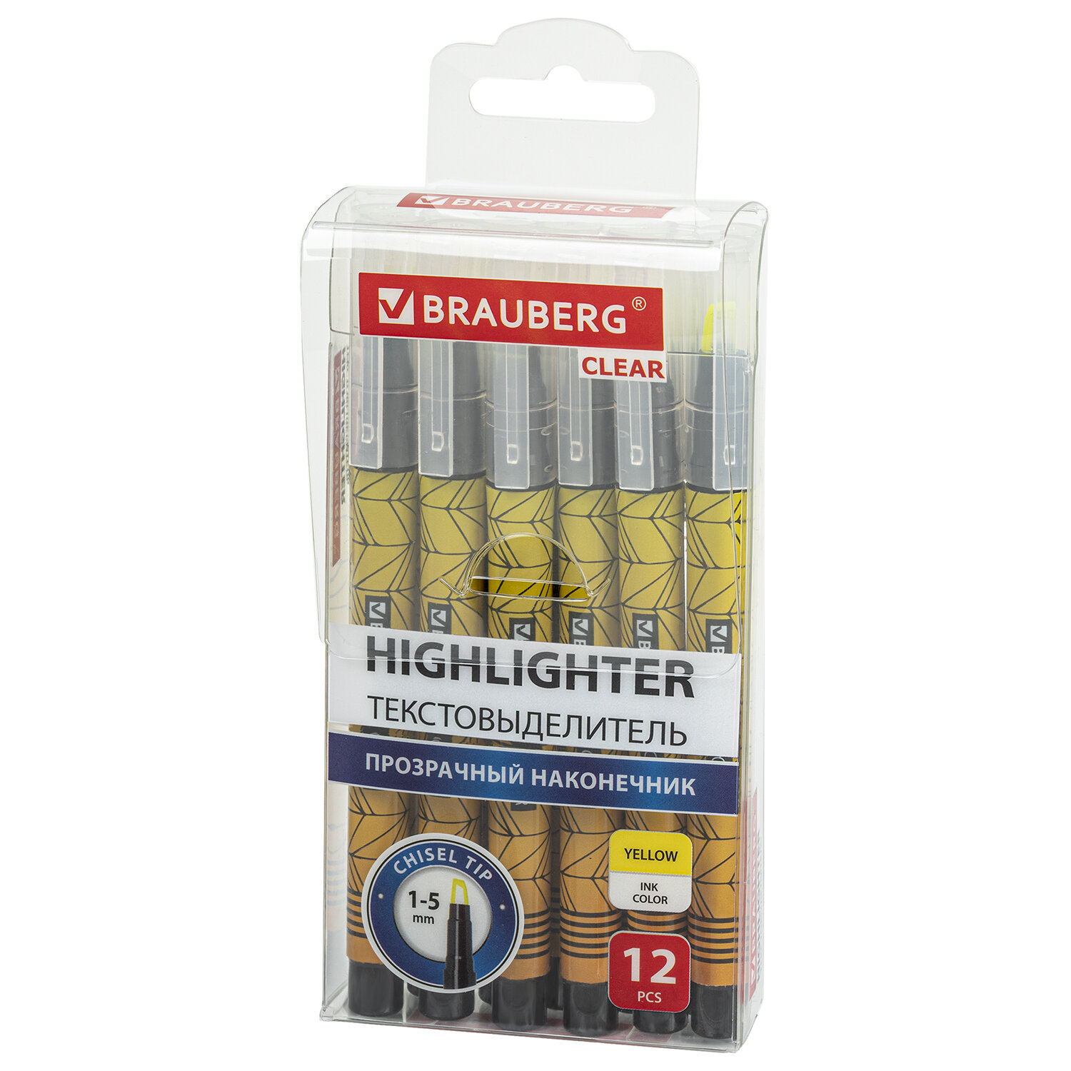 

Набор текстовыделителей Brauberg Clear, линия 1-5 мм, желтый, 12 шт., Clear
