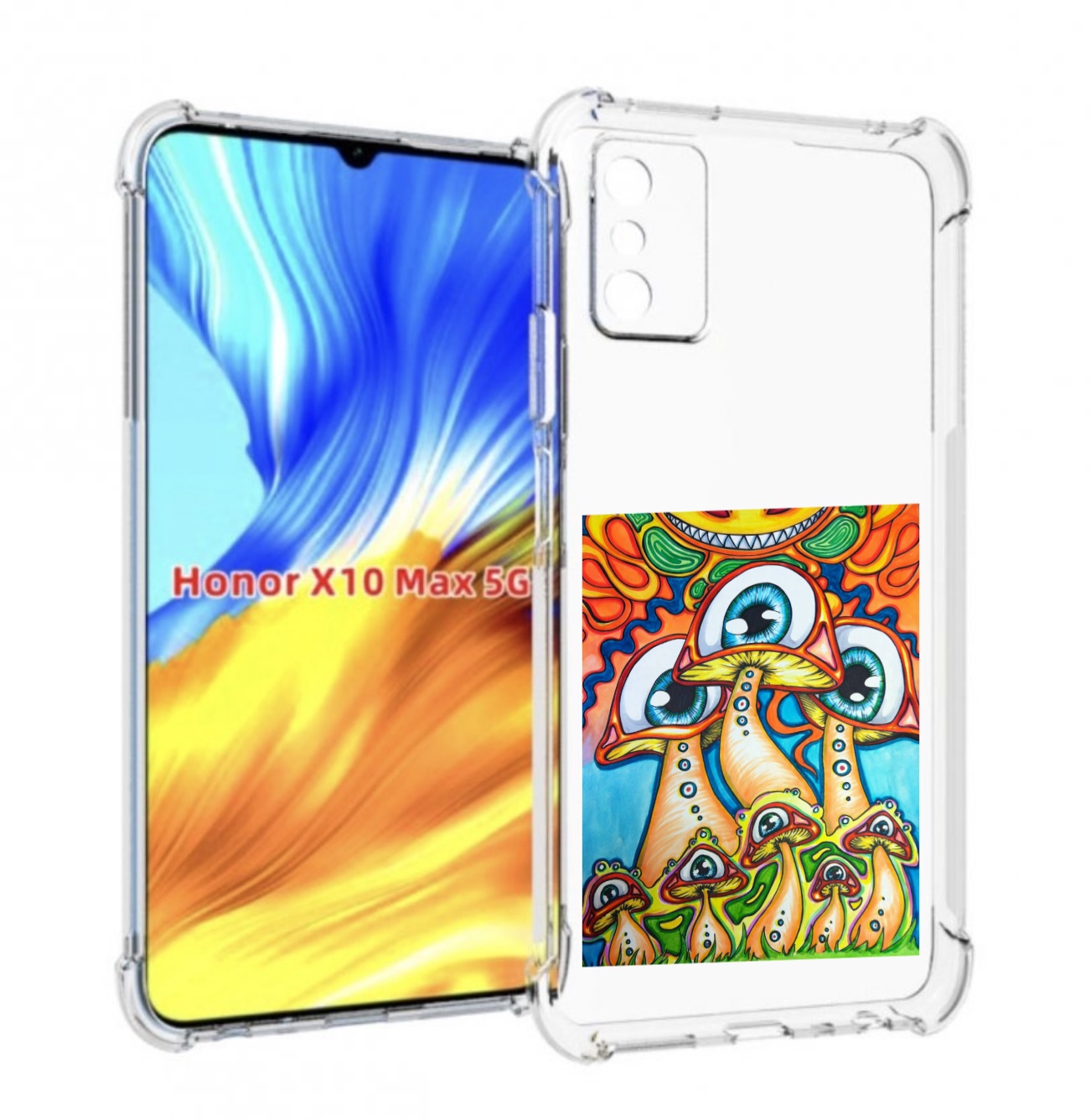 

Чехол MyPads грибы с глазами для Honor X10 Max, Прозрачный, Tocco