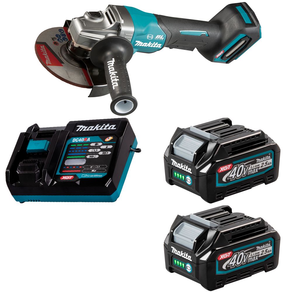 Шлифмашина угловая аккумуляторная Makita 40В XGT 150мм 2x2,5Ач GA036GD201