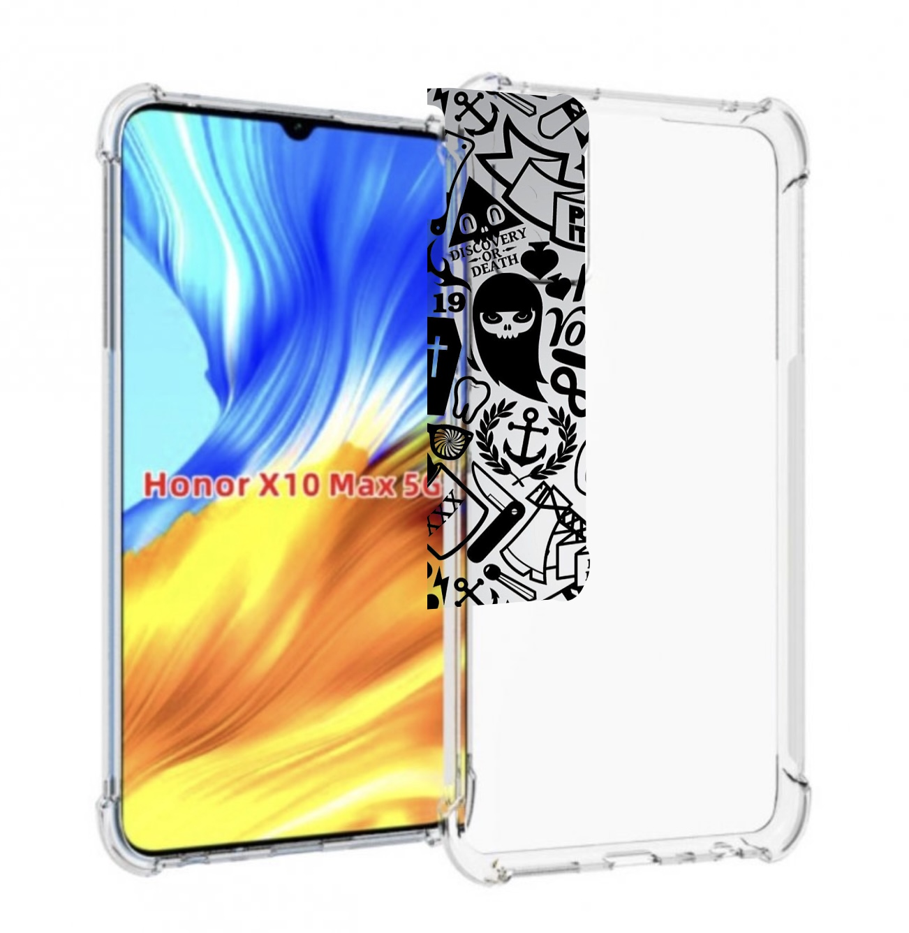 

Чехол MyPads готический-принт для Honor X10 Max, Прозрачный, Tocco