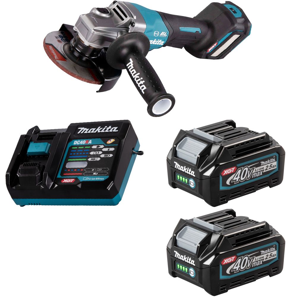 Шлифмашина угловая аккумуляторная Makita 40В XGT 125мм 2x2,5Ач GA029GD201