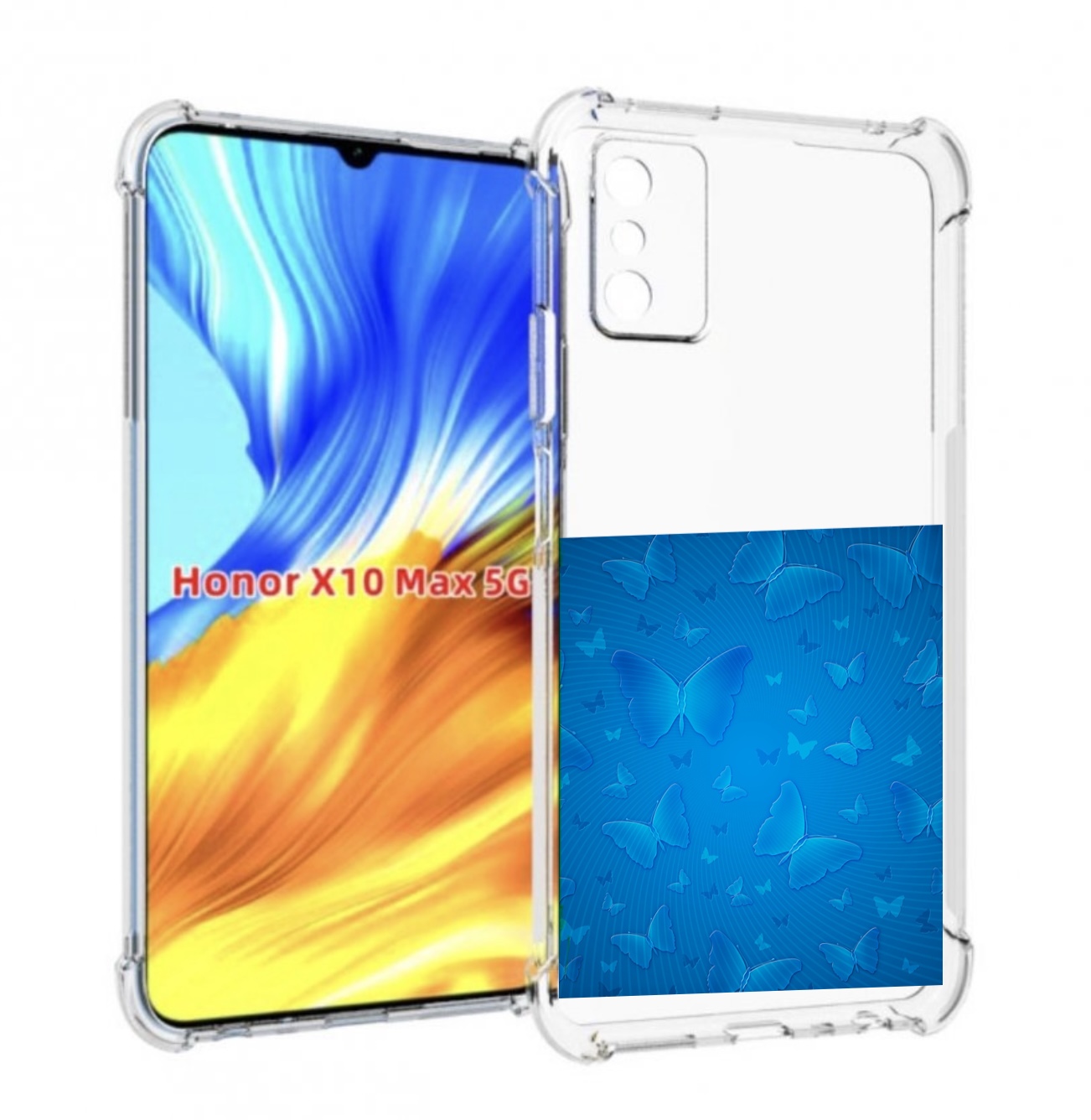 

Чехол MyPads голубые-бабочки для Honor X10 Max, Прозрачный, Tocco