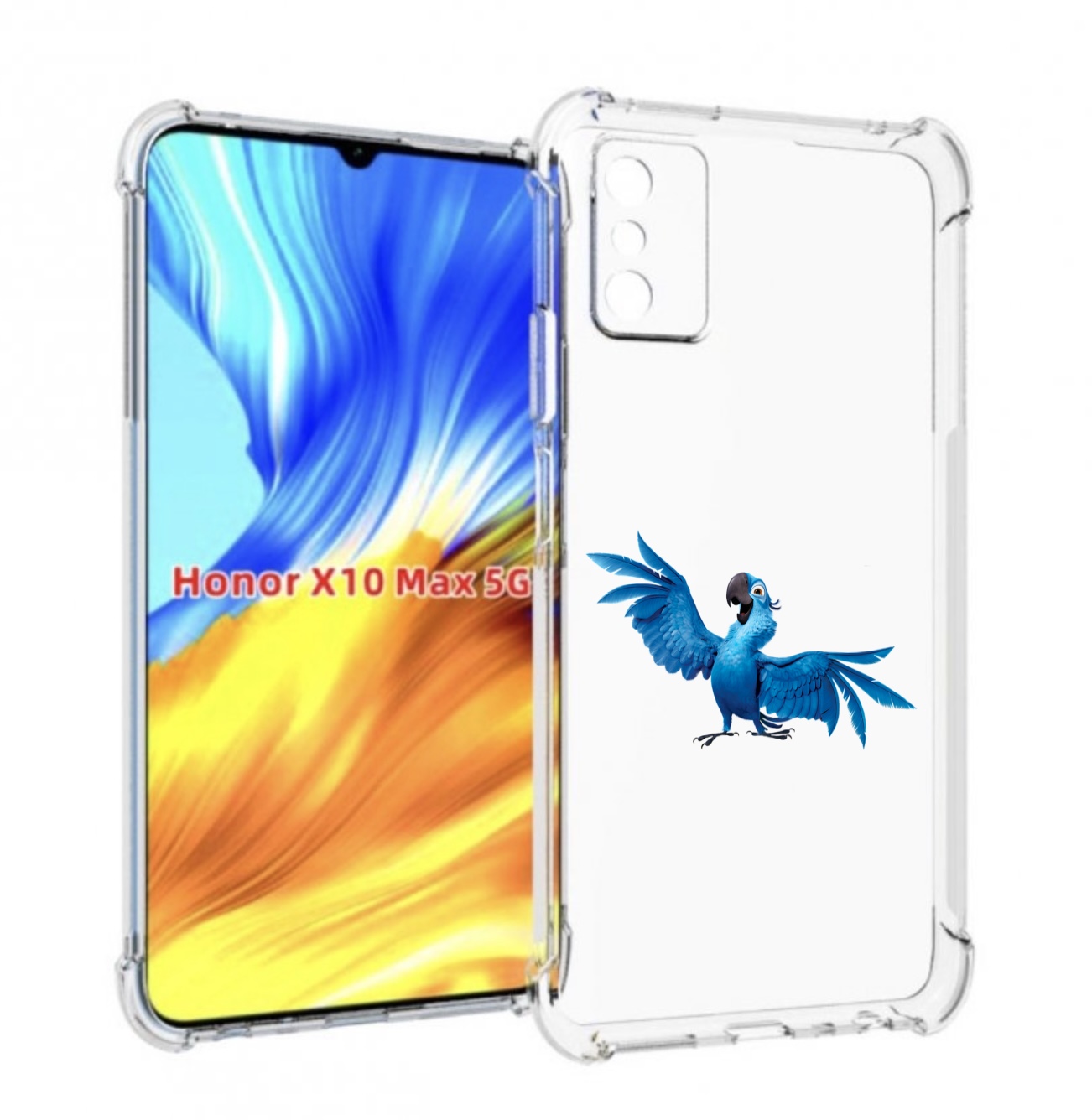 

Чехол MyPads голубой-попугайчик для Honor X10 Max, Прозрачный, Tocco