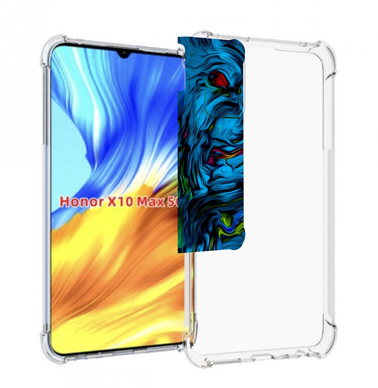 

Чехол MyPads голубая краска в темноте для Honor X10 Max, Прозрачный, Tocco