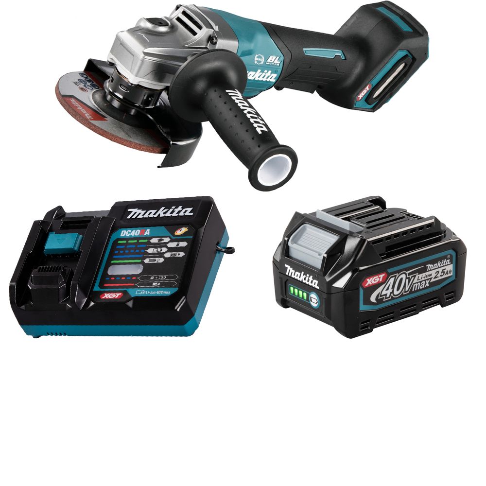 Шлифмашина угловая аккумуляторная Makita 40В XGT 125мм 1x2,5Ач GA013GD101