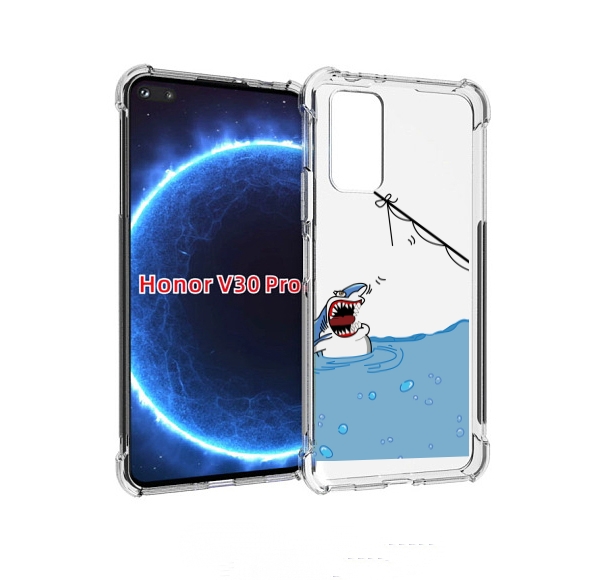 

Чехол бампер MyPads акула-рисунок для Honor V30 Pro, Прозрачный, Tocco