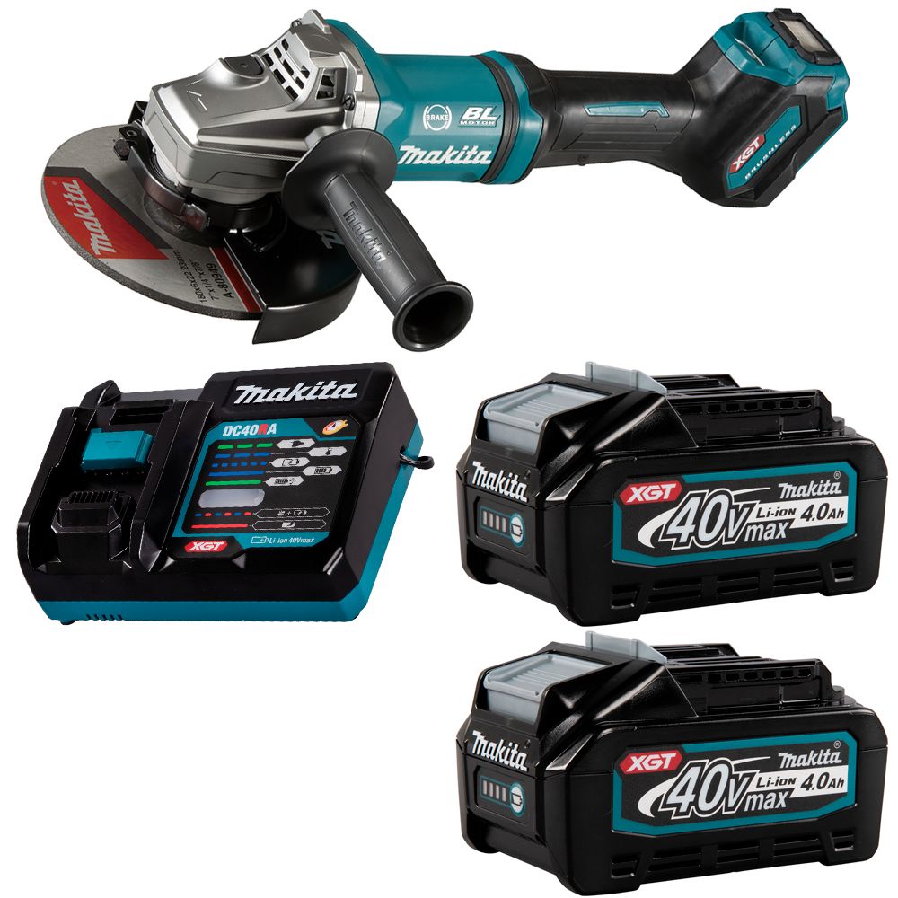 Шлифмашина угловая аккумуляторная Makita 40В XGT 180мм 2x4Ач GA037GM201 7727000₽