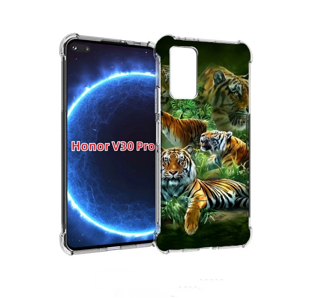 

Чехол бампер MyPads Тигры для Honor V30 Pro, Прозрачный, Tocco