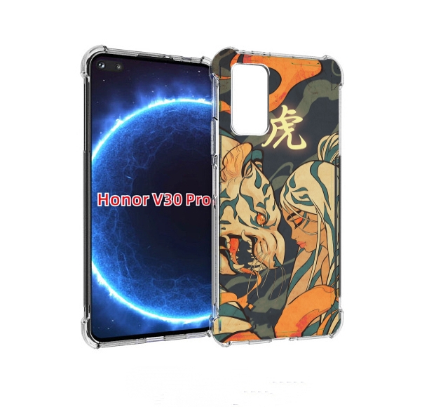 

Чехол бампер MyPads Тигр и девушка друзья для Honor V30 P, Прозрачный, Tocco