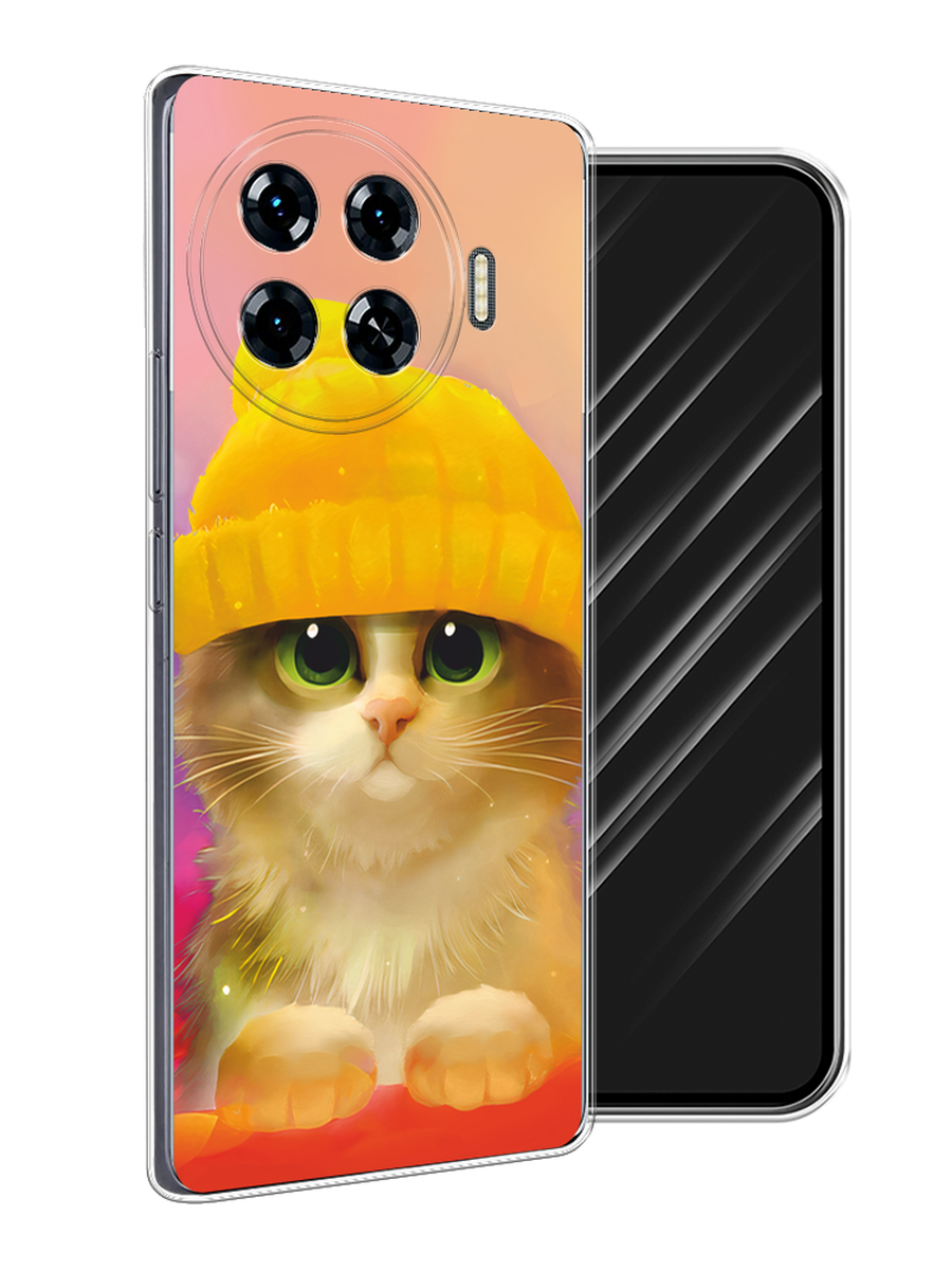 

Чехол Awog на Tecno Spark 20 Pro Plus "Котенок в желтой шапке", Желтый, 305050-1