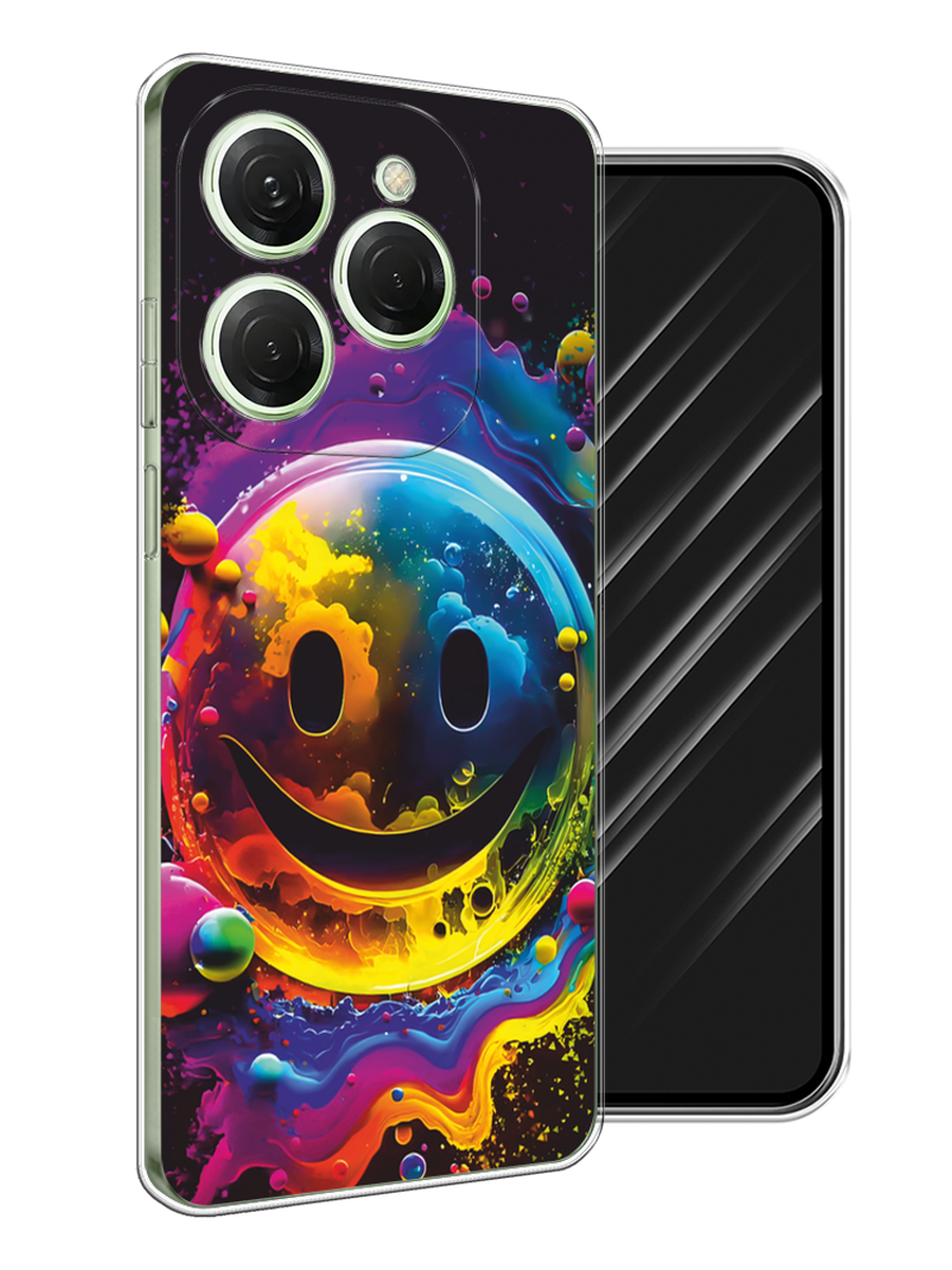 

Чехол Awog на Tecno Spark 20 Pro "Кислотный смайл", Фиолетовый;желтый;синий, 304850-1