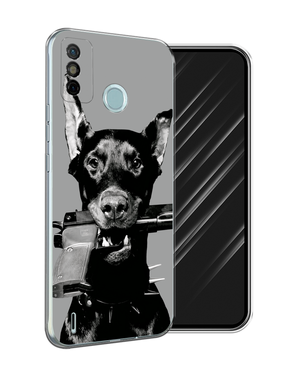 

Чехол Awog на Tecno Spark 6 Go "Доберман", Серый, 300250-1