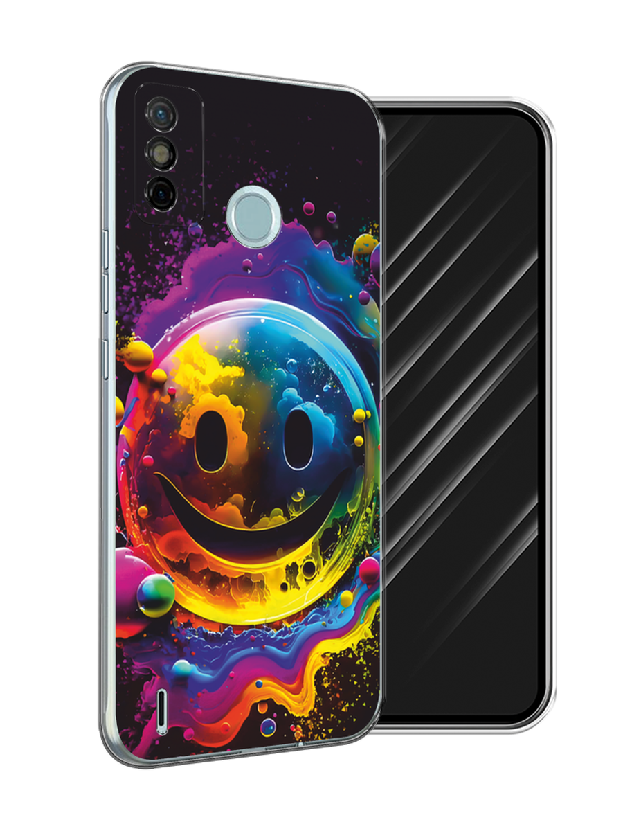 

Чехол Awog на Tecno Spark 6 Go "Кислотный смайл", Фиолетовый;желтый;синий, 300250-1