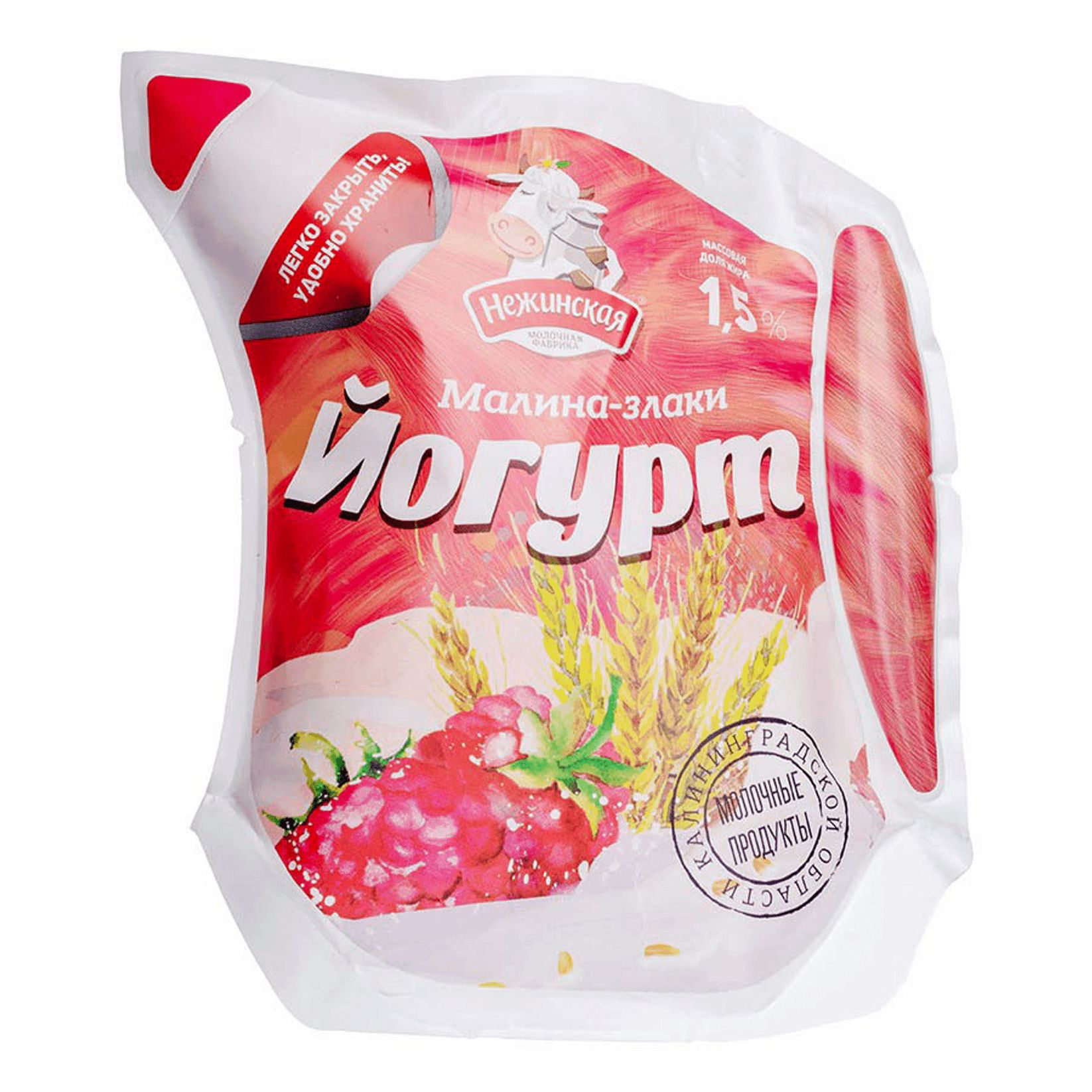 

Йогурт Нежинская малина-злаки 1,5% 500 г