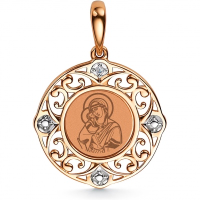 

Подвеска-иконка с 1 бриллиантом из красного золота Алкор 34408-100, 34408-100