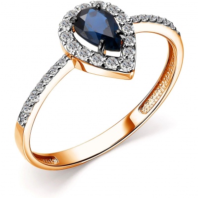 

Кольцо с сапфиром и бриллиантами из красного золота р. 18,5 Алкор 14586-102, 14586-102